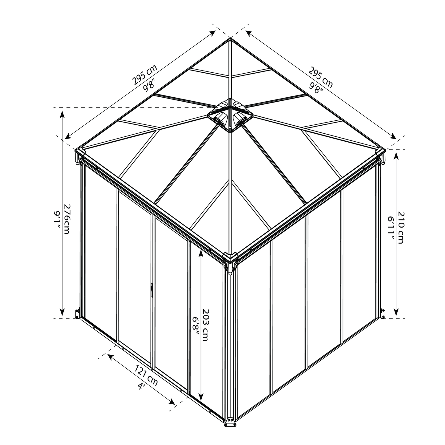 Paviljonki Palermo 3000 seinä/ovisarja Palram - Canopia