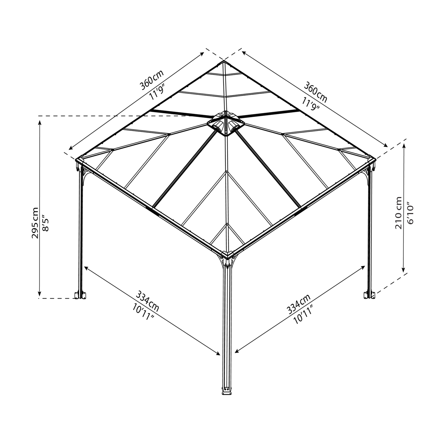 Paviljonki Palermo 3600, harmaa/pronssi Palram - Canopia