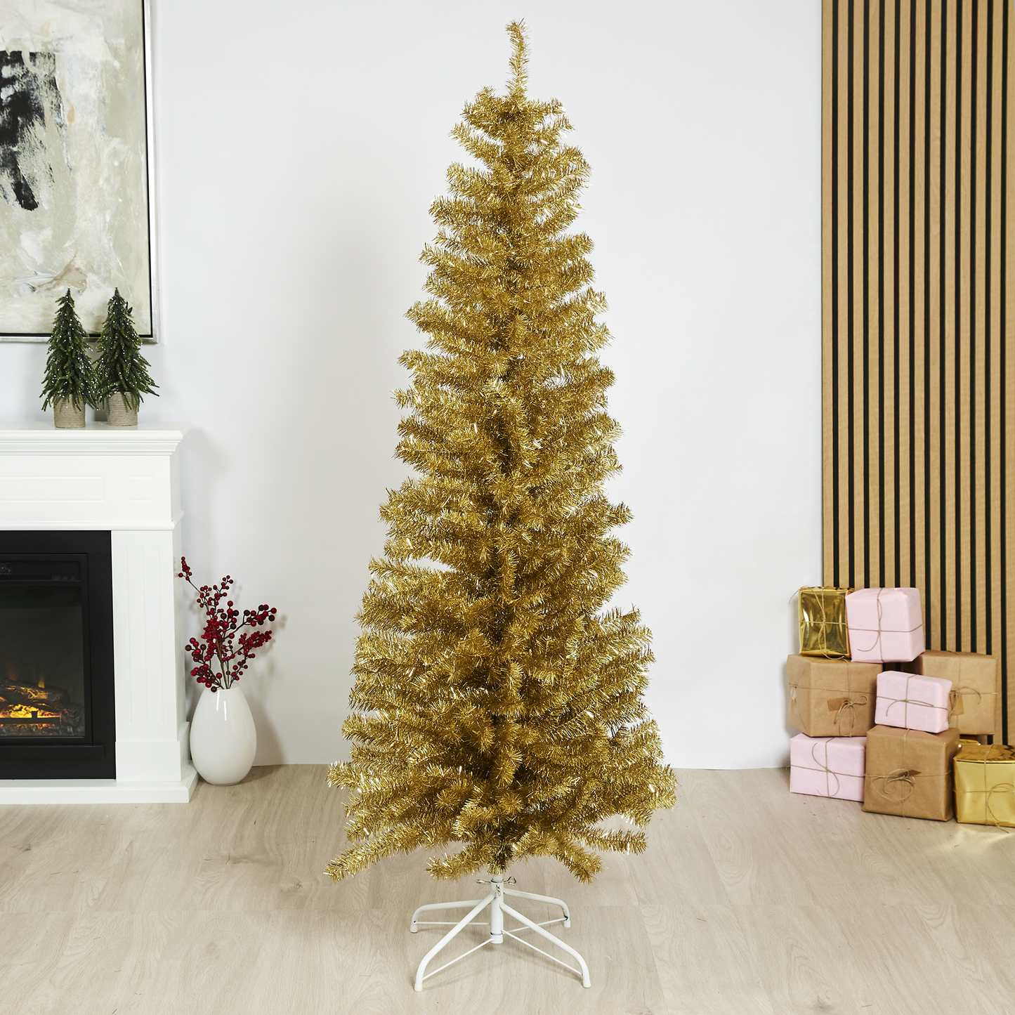 Joulukuusi Kapea PVC "BLING", Luokka C 180 x 68 cm ilman valoja, kulta NORDIC WINTER