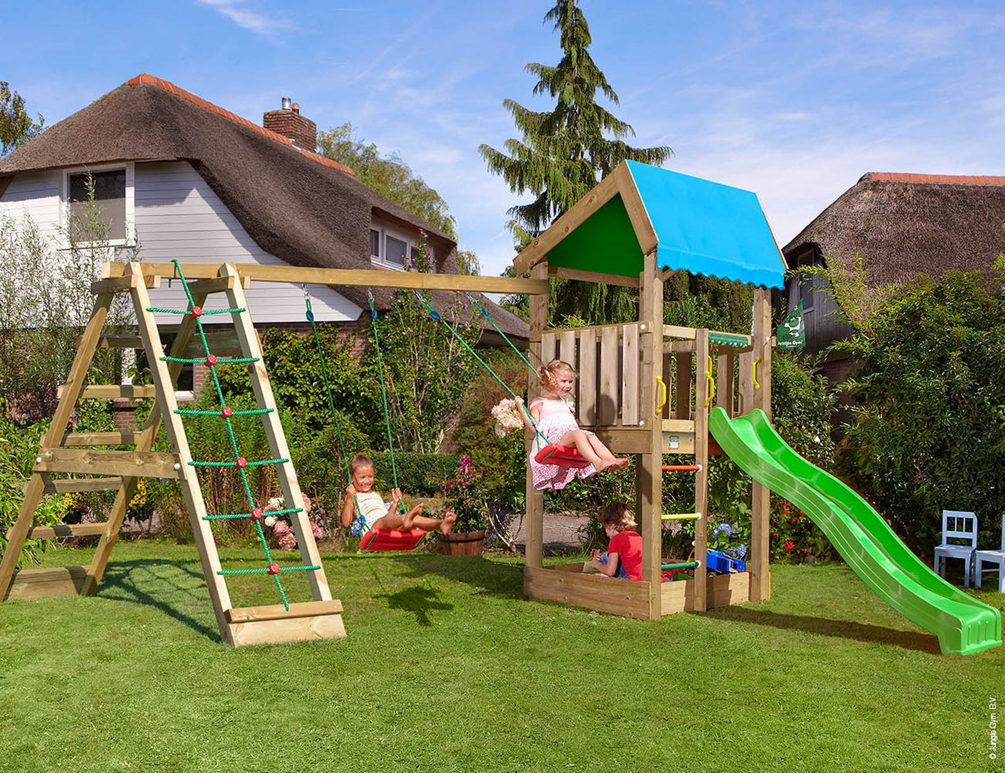 Leikkitornikokonaisuus Jungle Gym Home 2.1 ja 2-Climb Module 220 ilman liukumäkeä