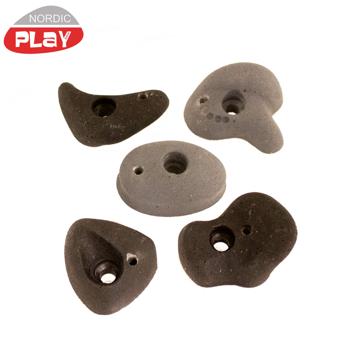 Kiipeilyotteet, musta/harmaa, 5 kpl. mukana kiinnitystarpeet NORDIC PLAY