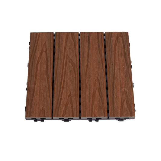 Terrance deck tiles composite 30 x 30 cm 4 kpl., tiikinvärinen HORTUS