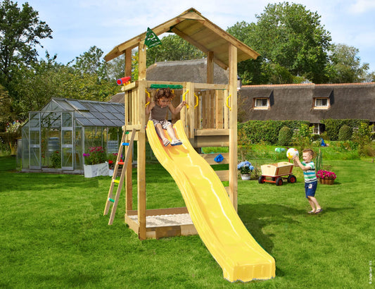 Leikkitorni Jungle Gym Sierra 2.1 ja keltainen liukumäki
