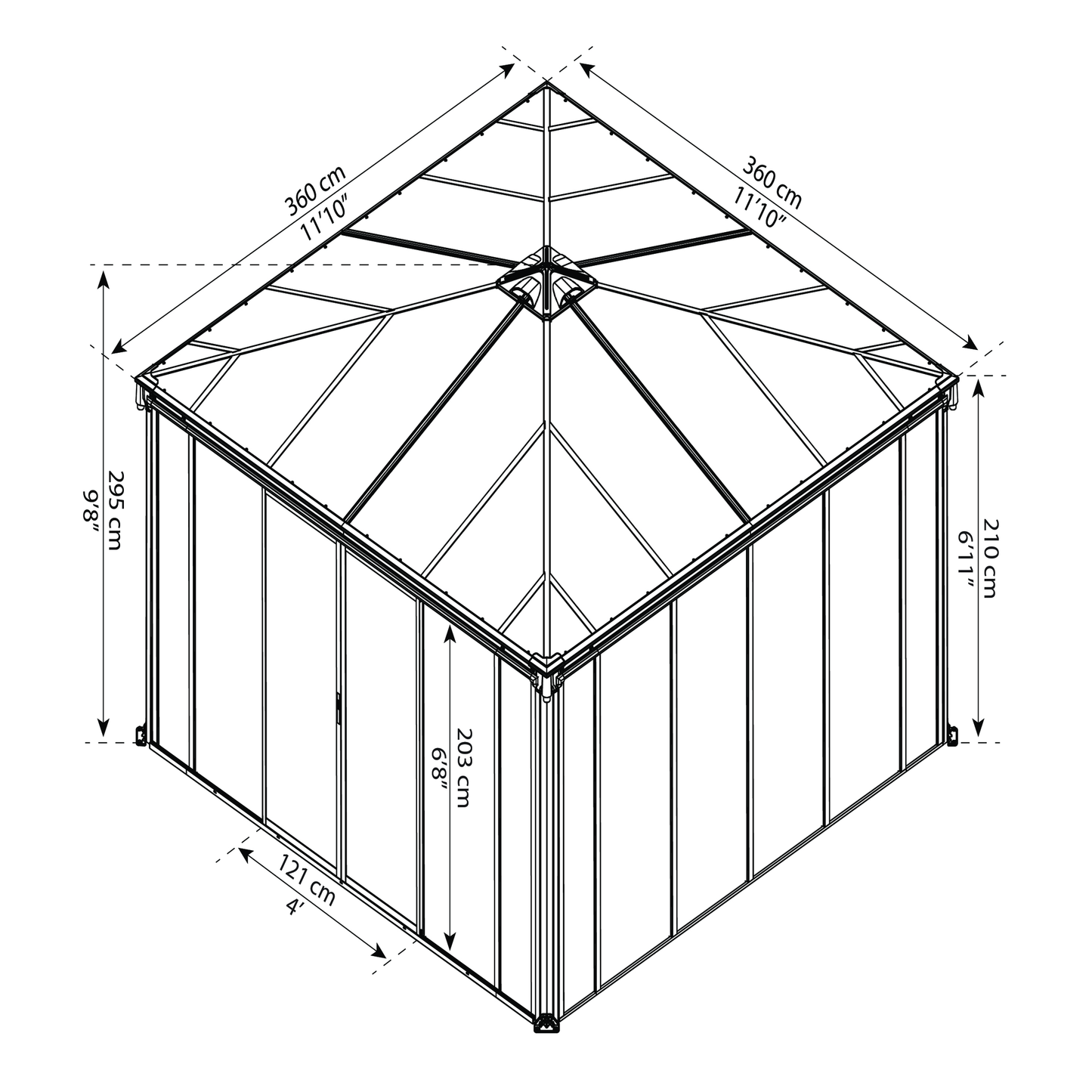 Paviljonki Palermo 3600 seinä/ovisarja Palram - Canopia
