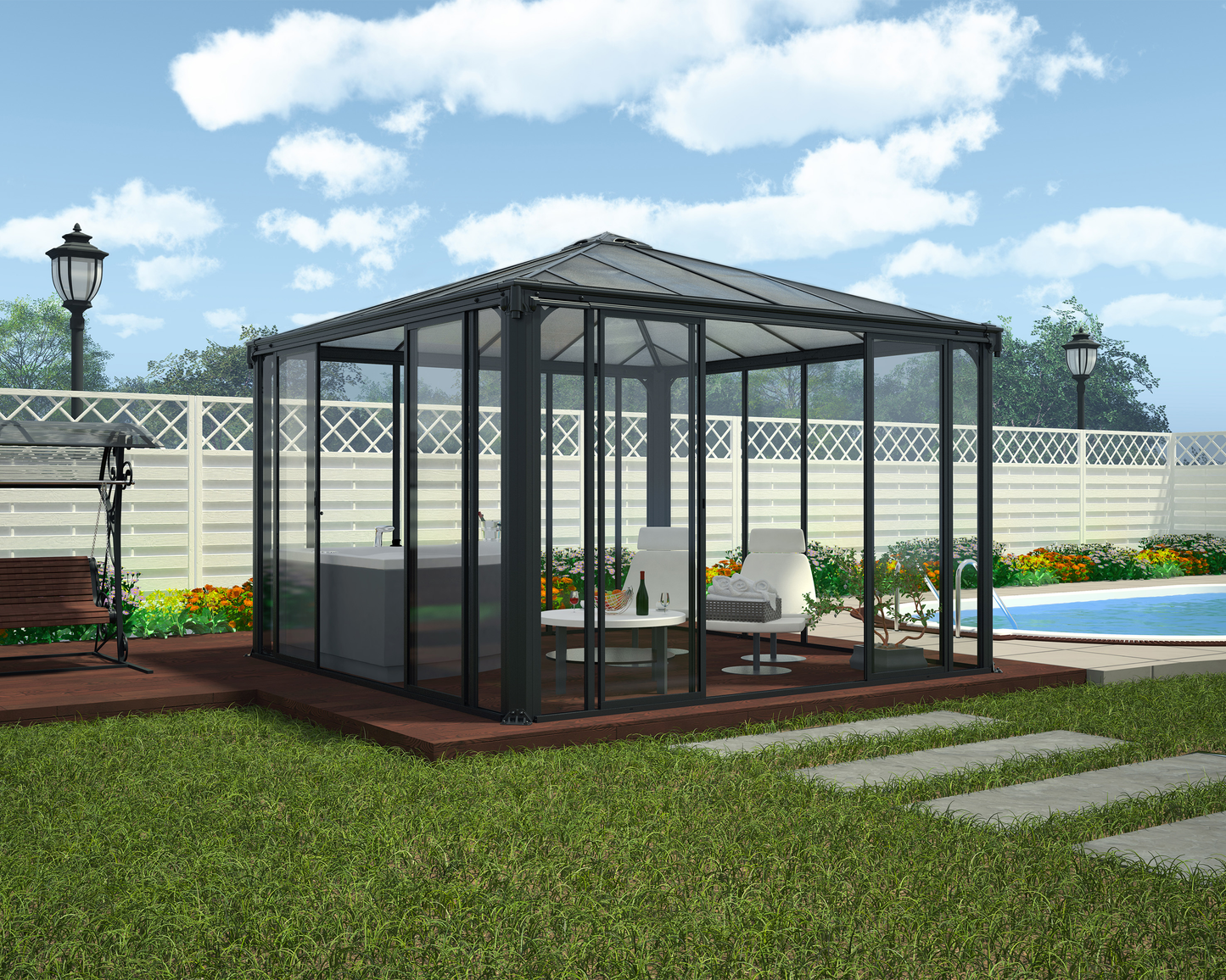 Paviljonki Palermo 3600 seinä/ovisarja Palram - Canopia