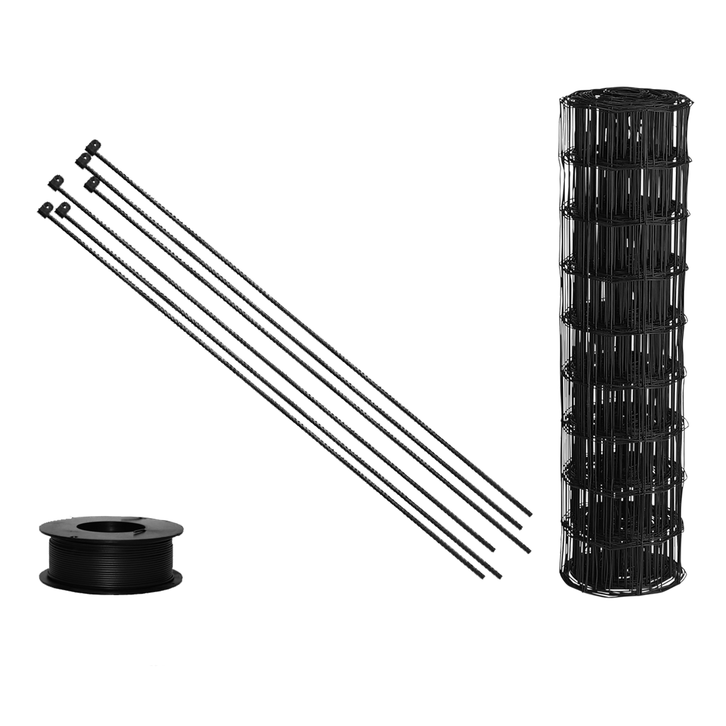 Puutarha-aita, paketti: 90 cm, 10 x 10 - 50 metriä, harjaterästolpilla, musta