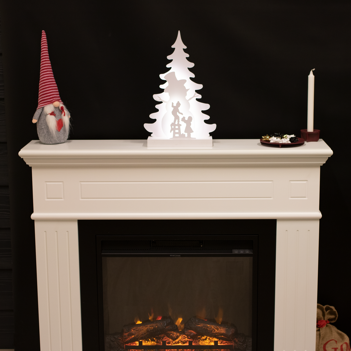 Joulusiluetti 3D LED lumiukko motiivilla NORDIC WINTER