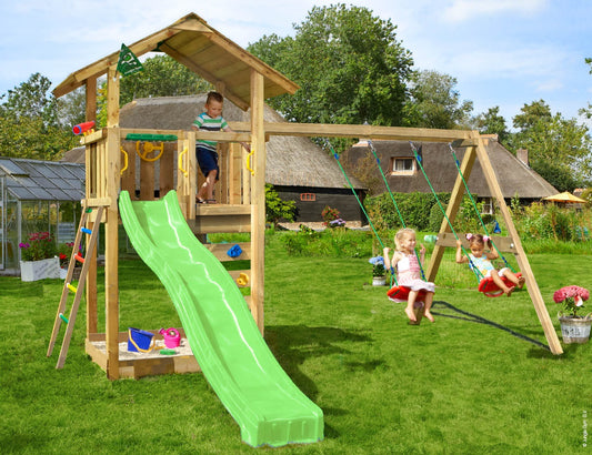 Leikkitorni Jungle Gym Sierra 2.1 ja 2-Swing Module 220 ja vihreä liukumäki
