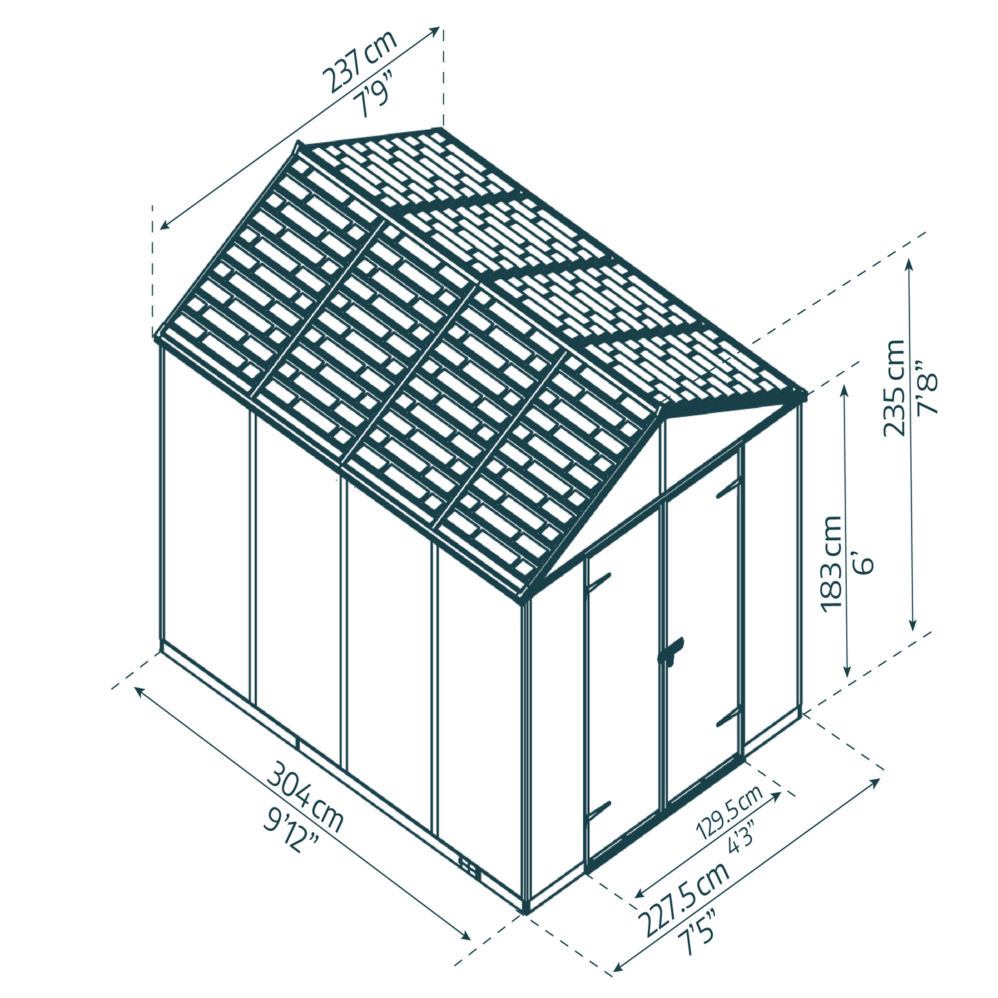 Vaja Rubicon 7.2 m2 harmaa Palram - Canopia