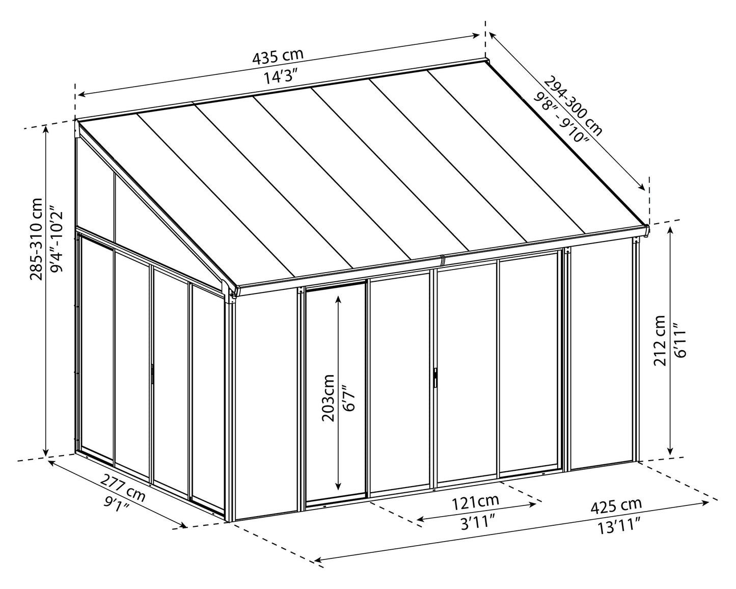 Viherhuone SanRemo 3x4,25, harmaa Palram - Canopia