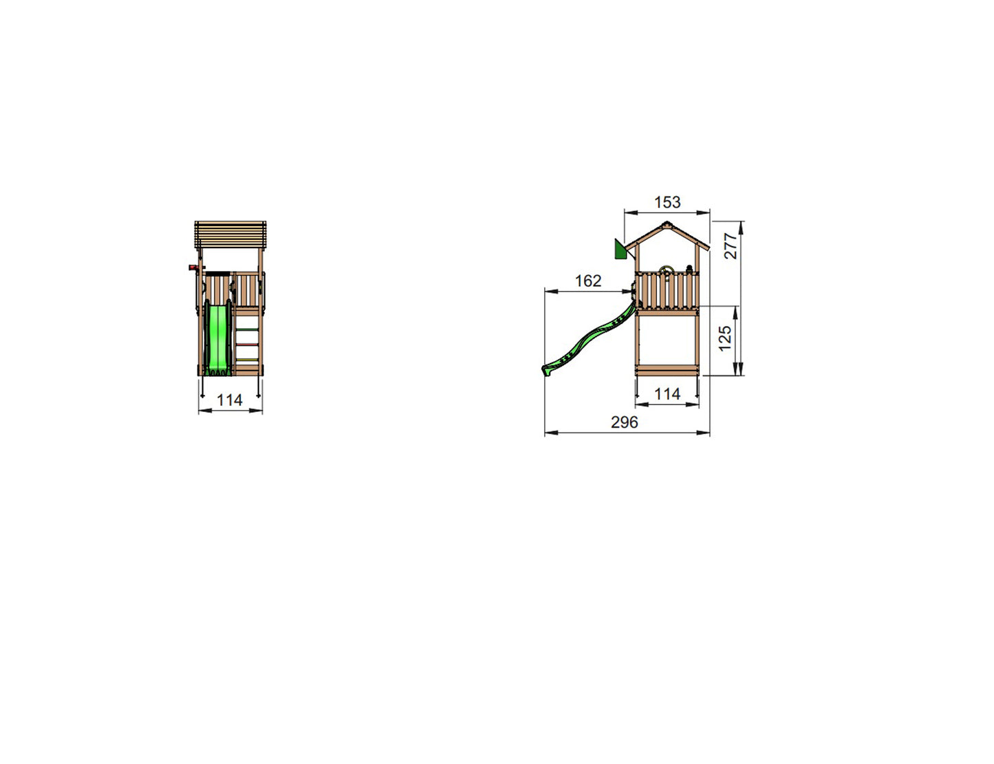 Leikkitornikokonaisuus Jungle Gym Casa 2.1 ilman liukumäkeä