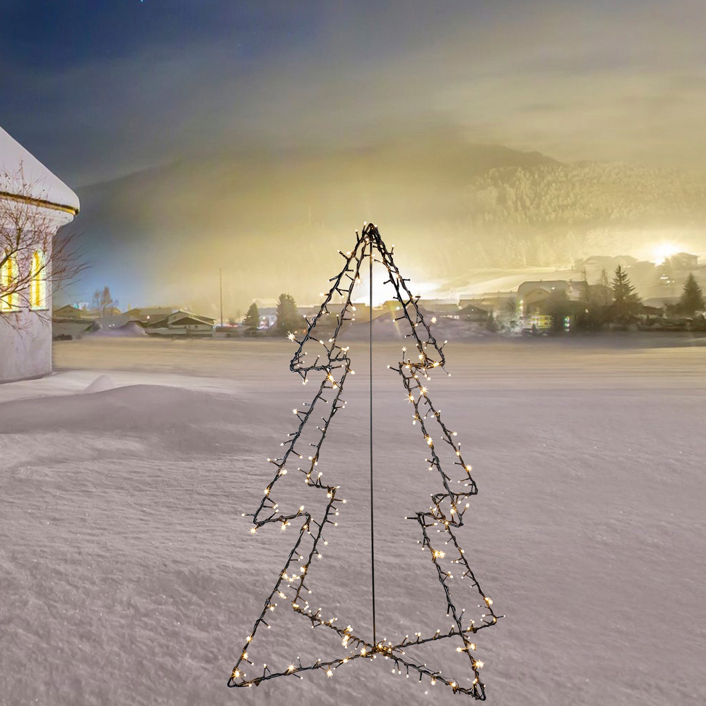 Metallinen joulukuusi, 120 cm, 130 LED -valoa NORDIC WINTER