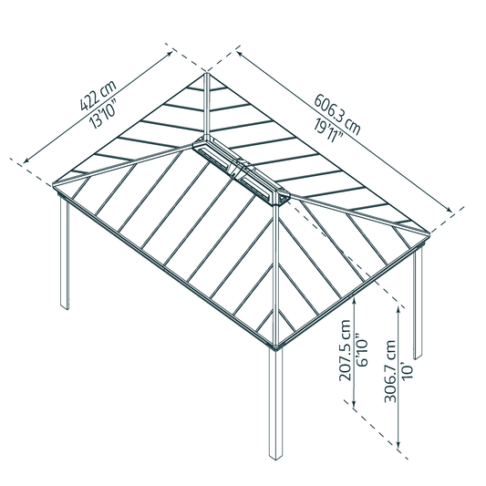 Paviljonki Dallas 4.2 x 6 m harmaa Palram - Canopia
