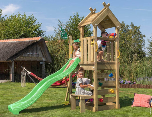 Leikkitorni Jungle Gym Teepee, vihreä liukumäki