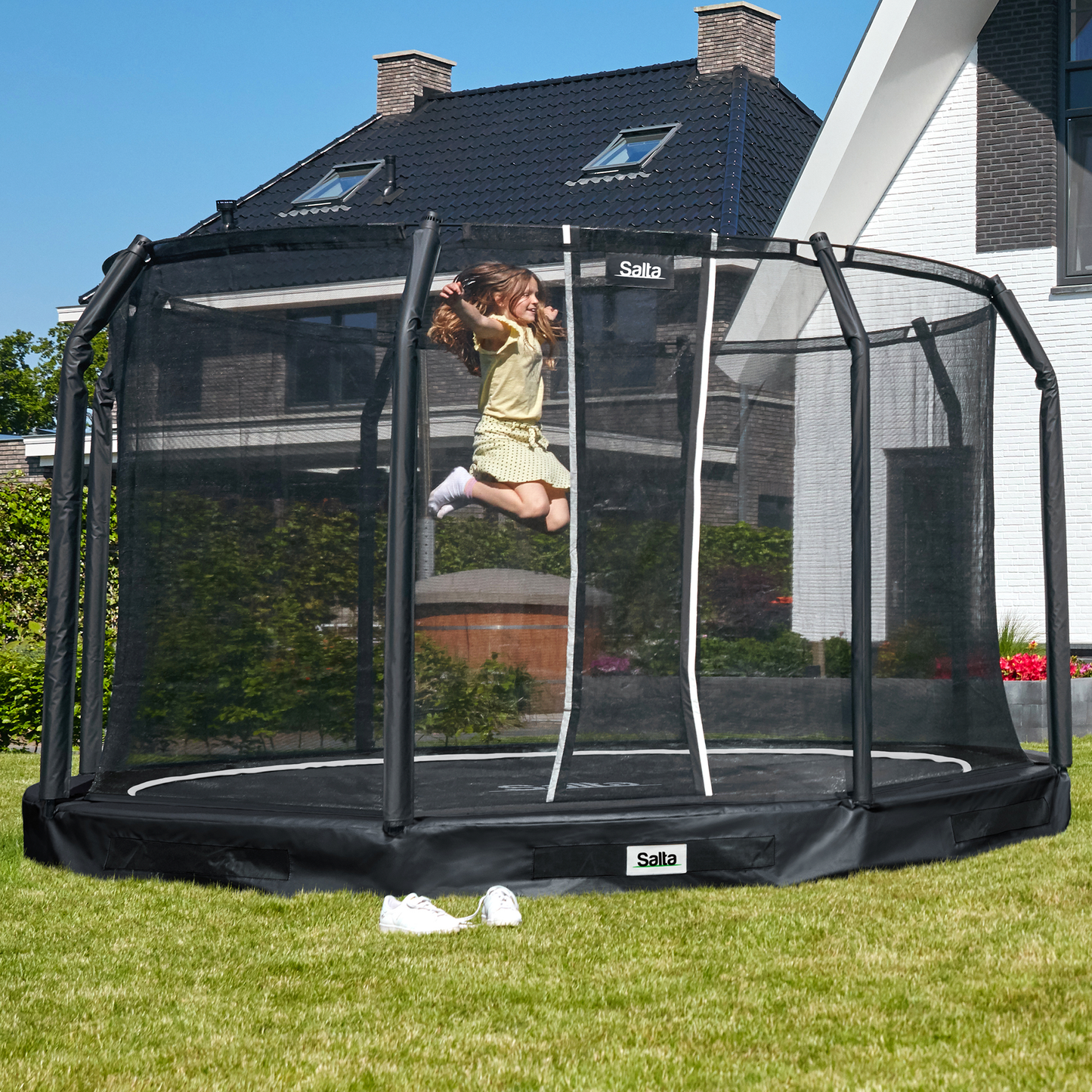 Trampoliini Premium Ground sis. Turvaverkon Ø366 cm Salta
