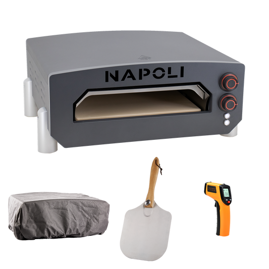 NAPOLI kokonaispaketti: napoli pizzauuni, pizzalapio, lämpömittari ja uunin suojus