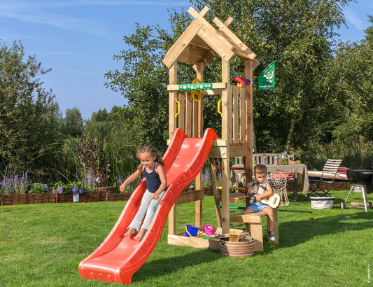 Leikkitorni Jungle Gym Totem, punainen liukumäki