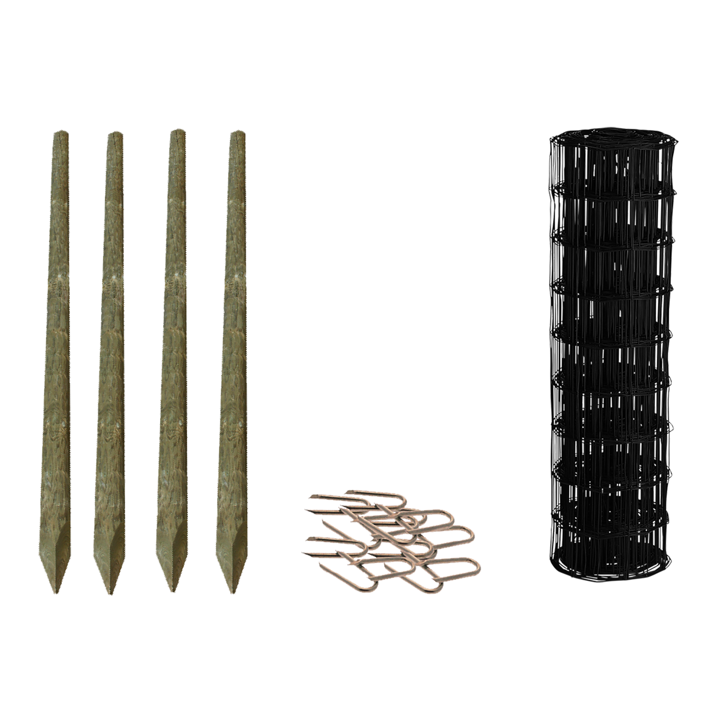 Puutarha-aita, paketti: 90 cm, 5 x 10 - 50 metriä, puutolpilla, musta
