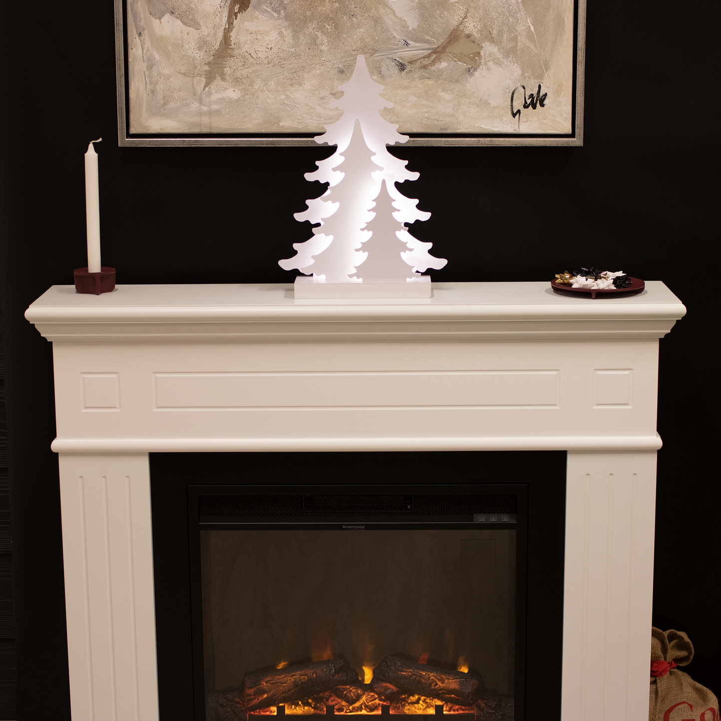 Joulusiluetti 3D LED puu motiivilla NORDIC WINTER