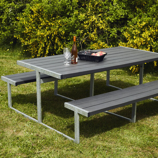 Picnic -pöytäsetti "NJORD", antrasiitti non-wood ja galvanoitu runko