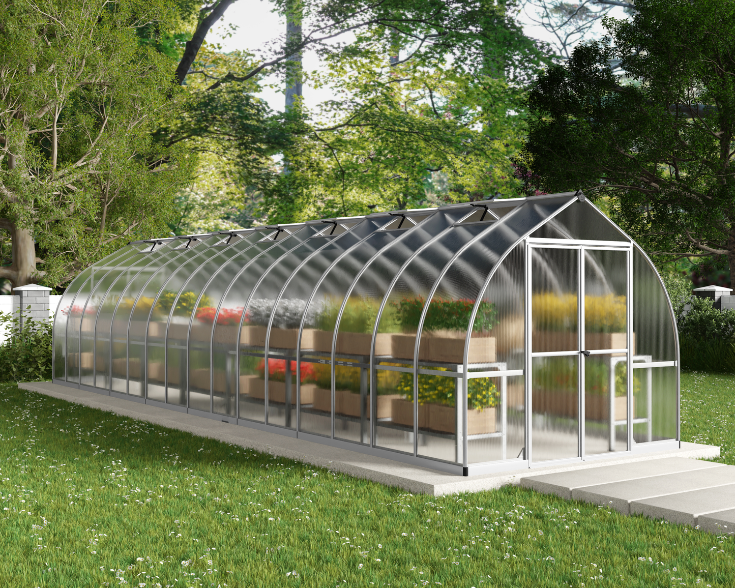 Kasvihuone Bella 22,5 m2, hopeanvärinen runko, Palram - Canopia