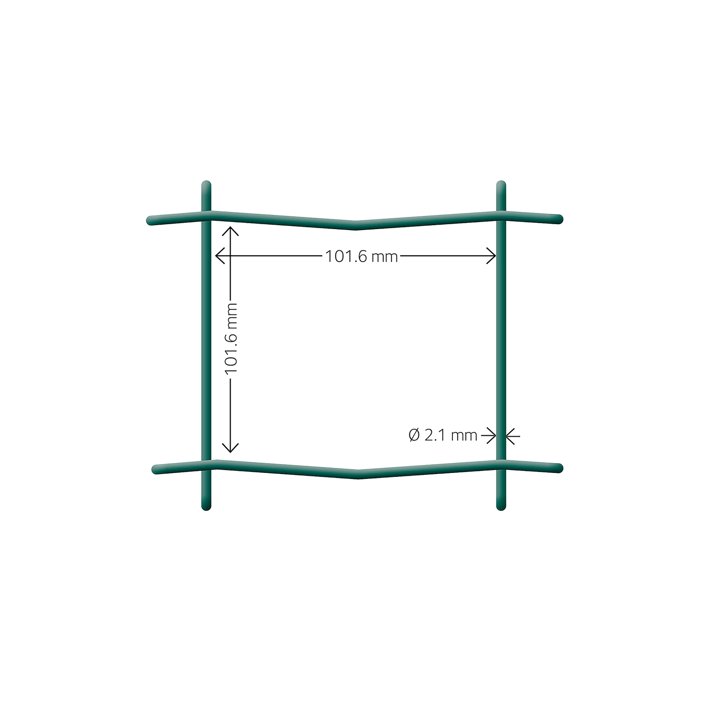 Puutarha-aita, 0% PVC, vihreä, 10 x 10 cm, 90 cm x 25 m
