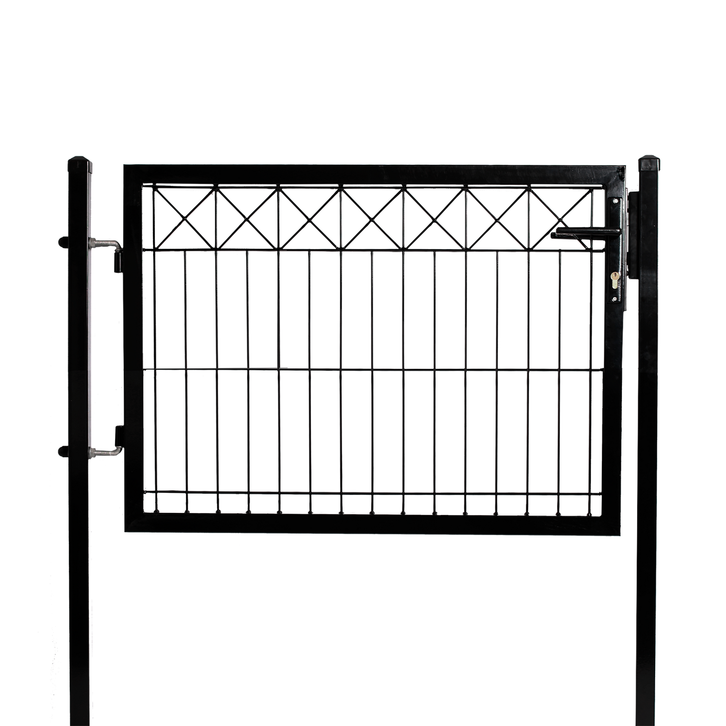 Elementtiaidan portti, musta, X -koriste yläreunassa, 750 x 1000 mm