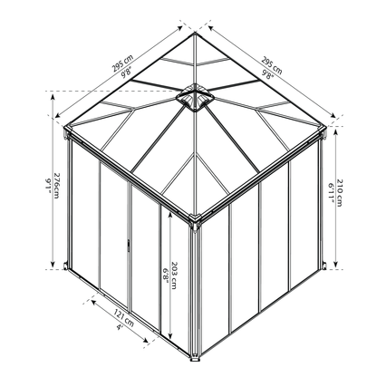 Paviljonki Palermo 3000 seinä/ovisarja Palram - Canopia