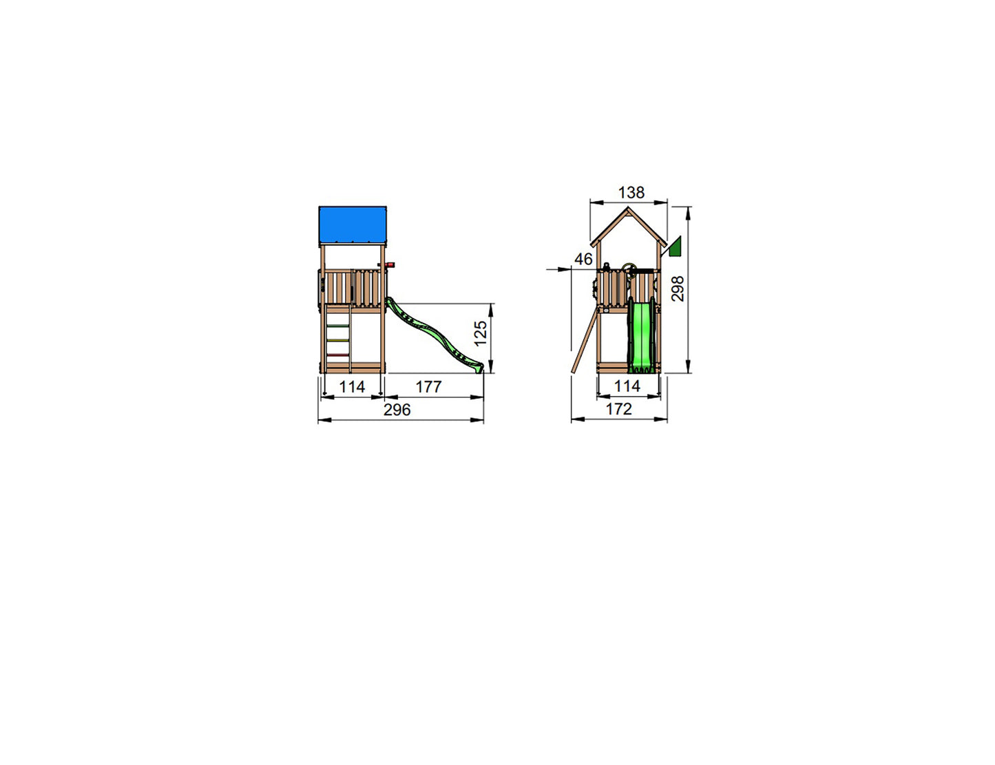 Leikkitornikokonaisuus Jungle Gym Castle 2.1 sininen liukumäki