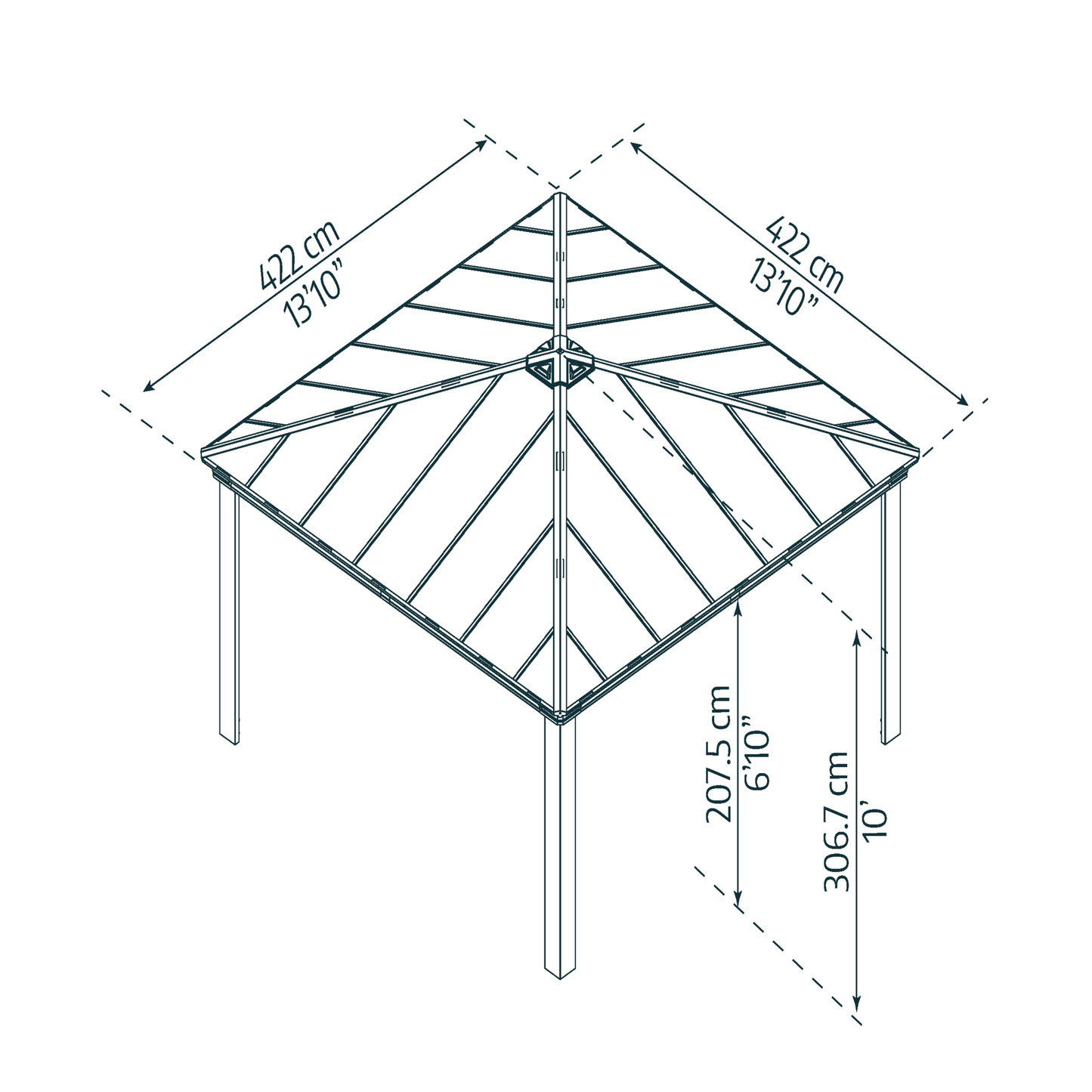 Paviljonki Dallas 4.2 x 4.2 m harmaa Palram - Canopia
