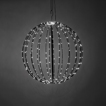 Metallipallo musta, LED valoilla, 320 lediä, Ø50 cm, 230V NORDIC WINTER