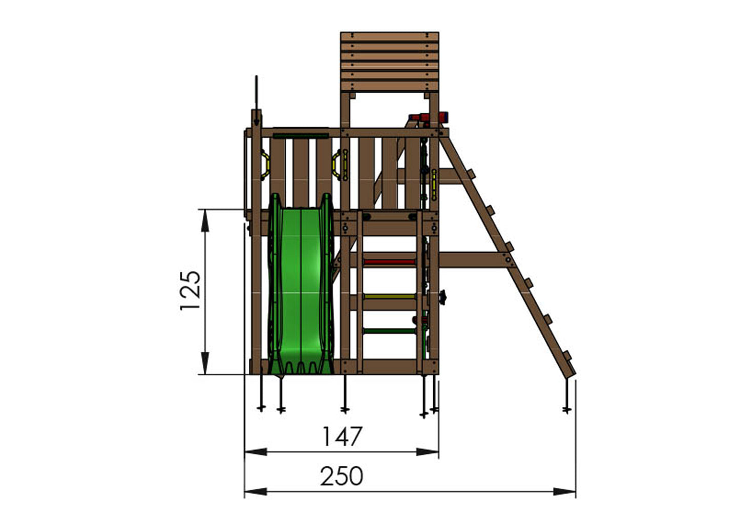 Leikkitornikokonaisuus Jungle Gym Safari 2-Climb Module 200 ja sininen liukumäki