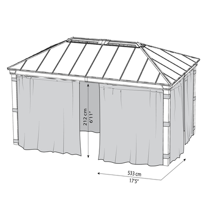 Verhosetti, 4 verhoa, sopii 4,2 x 6 m Dallas -paviljonkiin