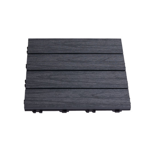 Terassilaatta komposiittia 30 x 30 cm 4 kpl., antrasiitinharmaa HORTUS
