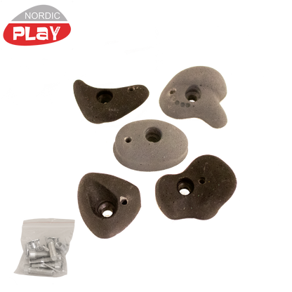 Kiipeilyotteet, musta/harmaa, 5 kpl. mukana kiinnitystarpeet NORDIC PLAY