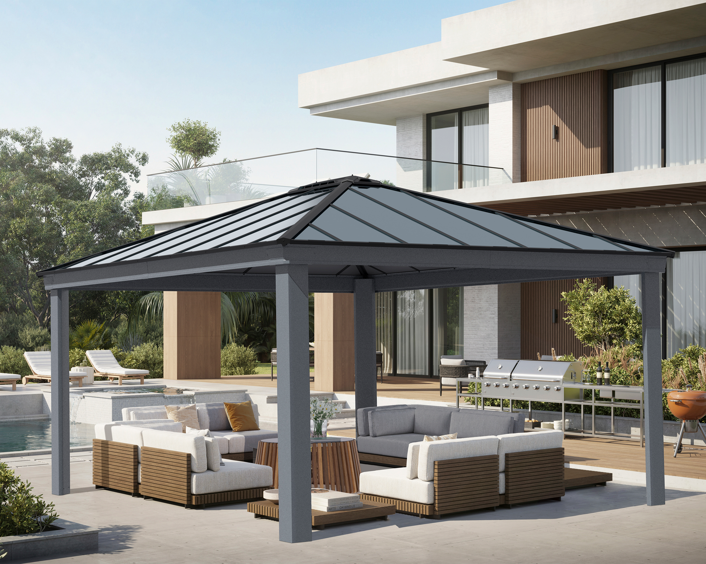 Paviljonki Dallas 4.2 x 4.8 m harmaa Palram - Canopia