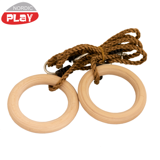 Voimistelurenkaat Ø15,8 cm puiset säädettävällä köydellä NORDIC PLAY