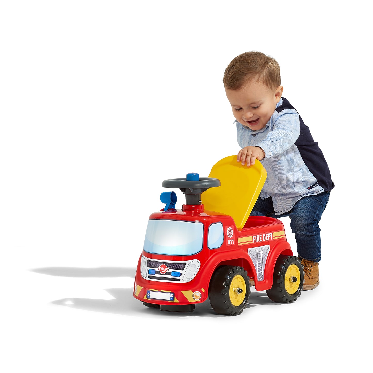 Paloauto ride-on säilytystilalla, ratti ja äänitorvi FALK