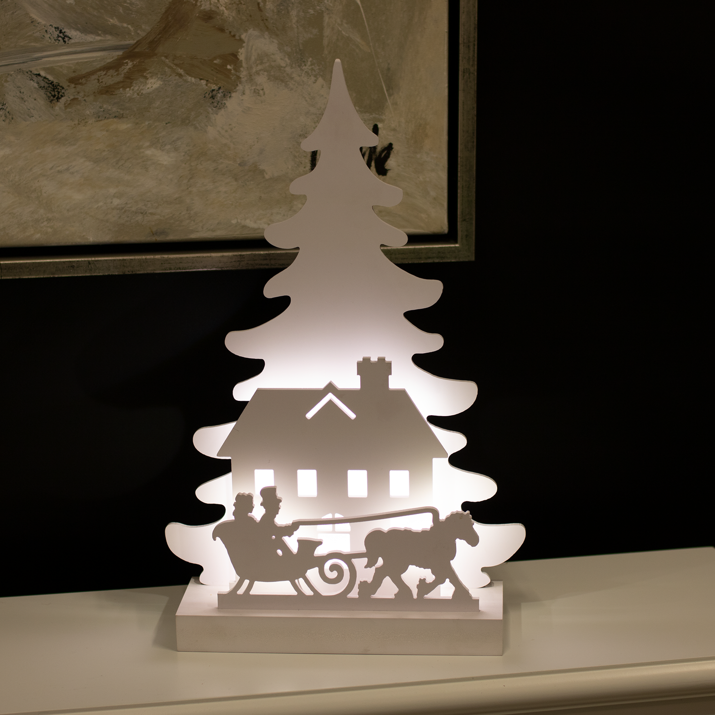 Joulusiluetti 3D LED reki motiivilla NORDIC WINTER