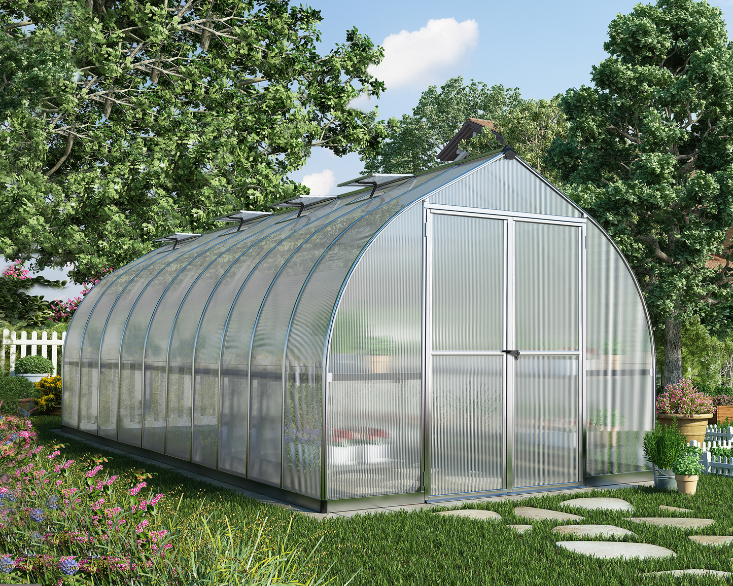 Kasvihuone Bella 14,7 m2, hopeanvärinen runko, Palram - Canopia