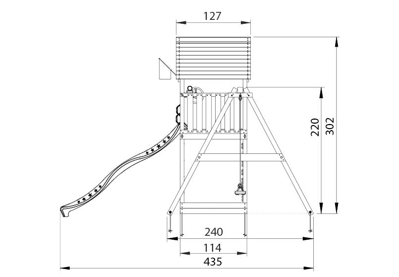 Leikkitorni Jungle Gym Cabin 2.1 ja 2-Swing Module 220, vihreä liukumäki ja 120 kg hiekkaa