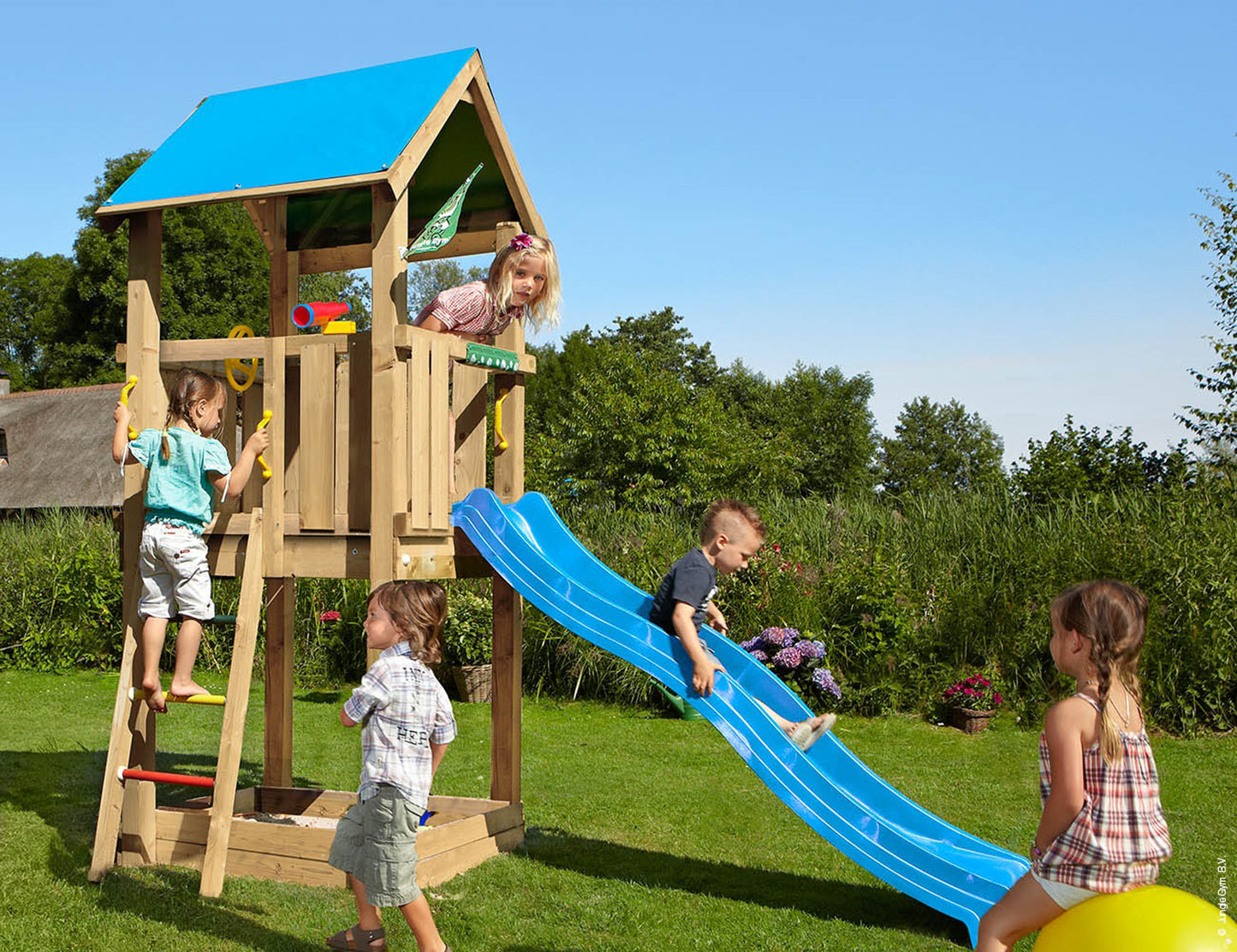 Leikkitornikokonaisuus Jungle Gym Castle 2.1 sininen liukumäki