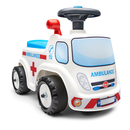 Ambulanssi ride-on säilytystilalla, ratti ja äänitorvi FALK