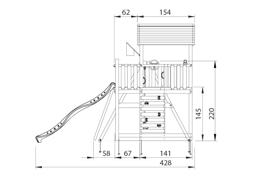 Leikkitorni Jungle Gym Chalet 2.1 ja 2-Swing Module 220, vihreä liukumäki ja 120 kg hiekkaa