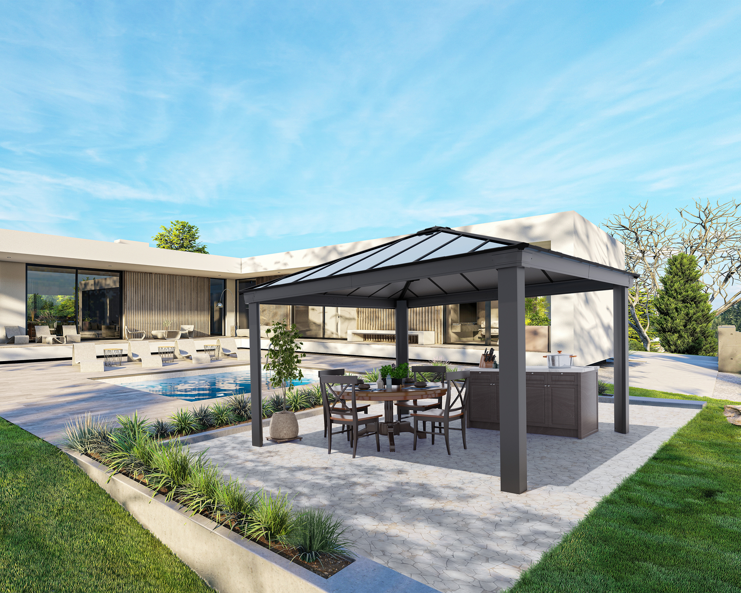 Paviljonki Dallas 4.2 x 4.2 m harmaa Palram - Canopia