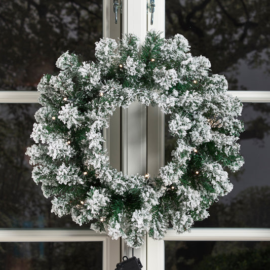 Joulukranssi Ø45 cm LED -valoilla ja lumella NORDIC WINTER