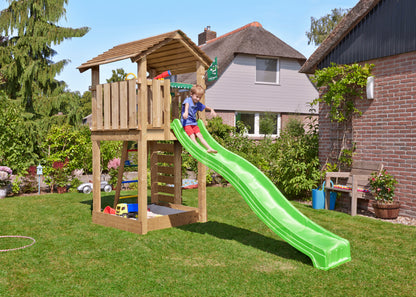 Leikkitorni Jungle Gym Cottage 2.1 ja vihreä liukumäki