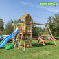 Leikkitornikokonaisuus Jungle Gym Safari 2-Swing Module 200 ja sininen liukumäki