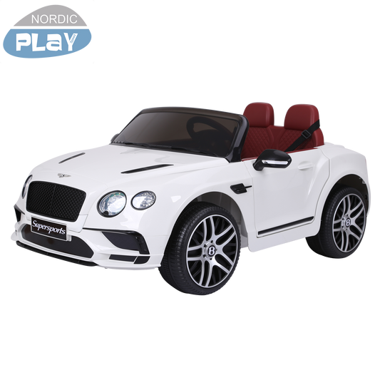 Sähköauto Bentley 2 hengelle, 2x6V, valkoinen, EVA renkailla, NORDIC PLAY