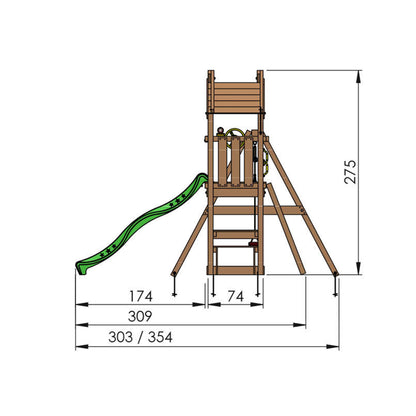 Leikkitorni Jungle Gym Totem, 2-Swing Module 200 ja punainen liukumäki